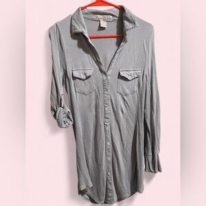 Love Notes Gray Button-Up Shirt Dress
